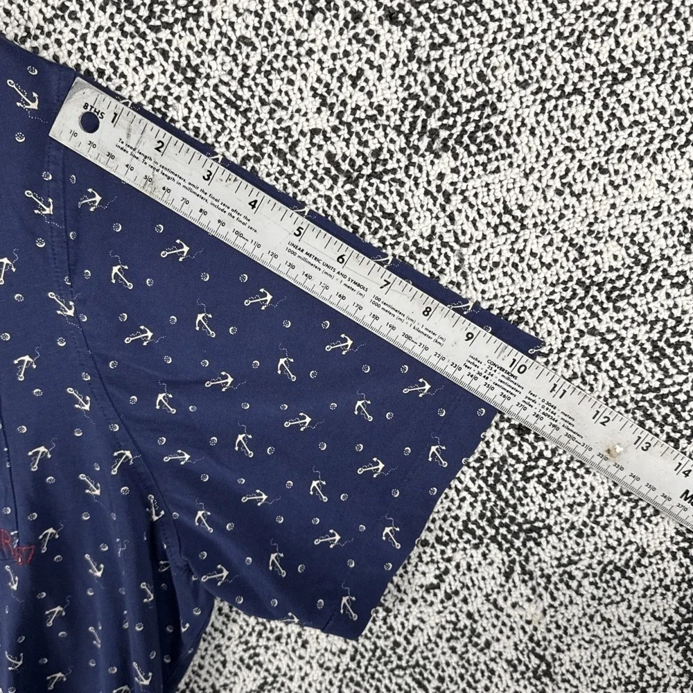 Polo Ralph Lauren Short Sleeve Polo Shirt Mens XL Anchor‎ Print r67 Blue